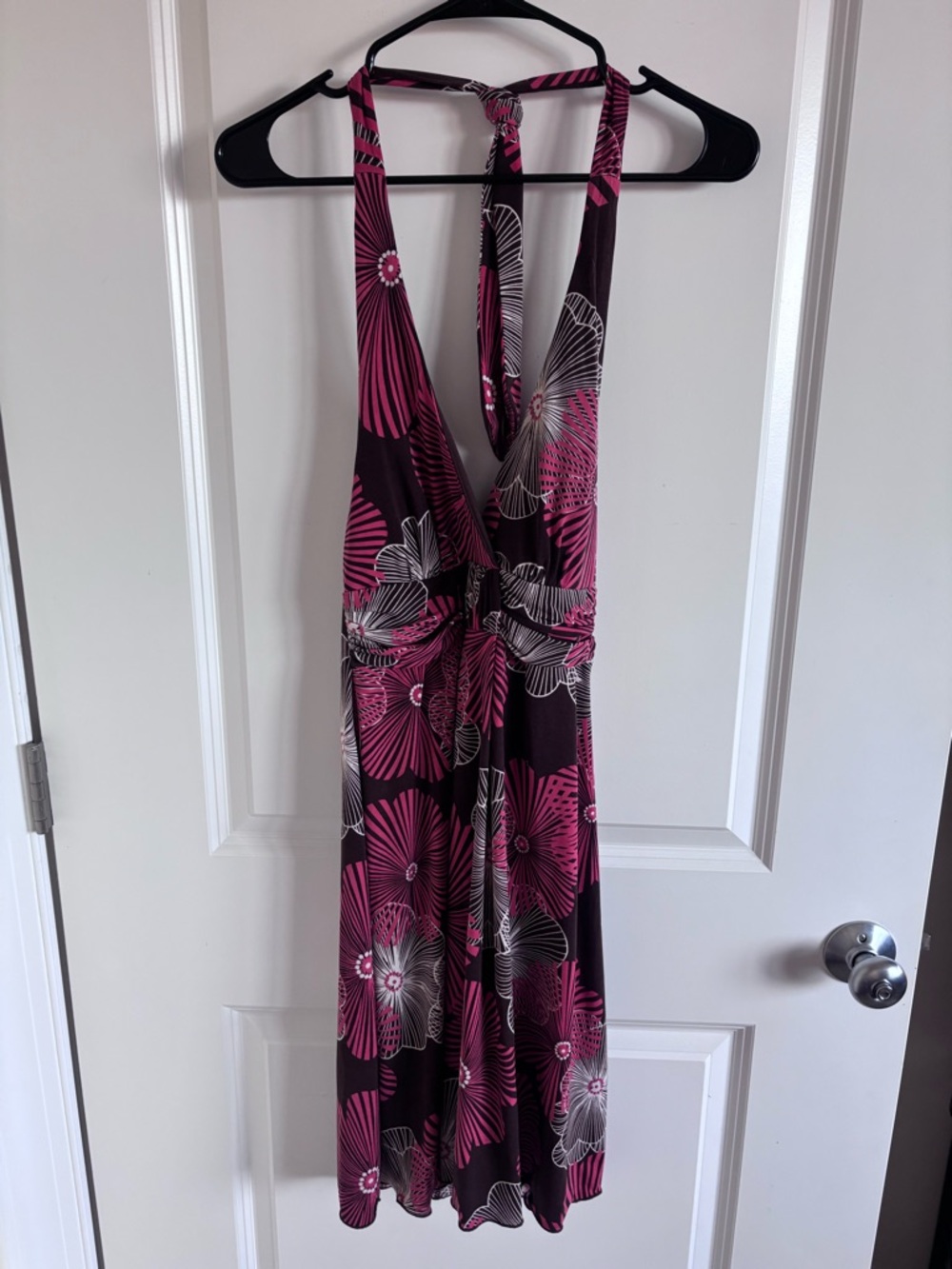 Pink and Brown Floral Halter Dress